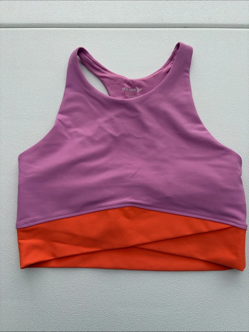 Old Navy Powder Purple & Orange Contrast High Neck Sports Bra